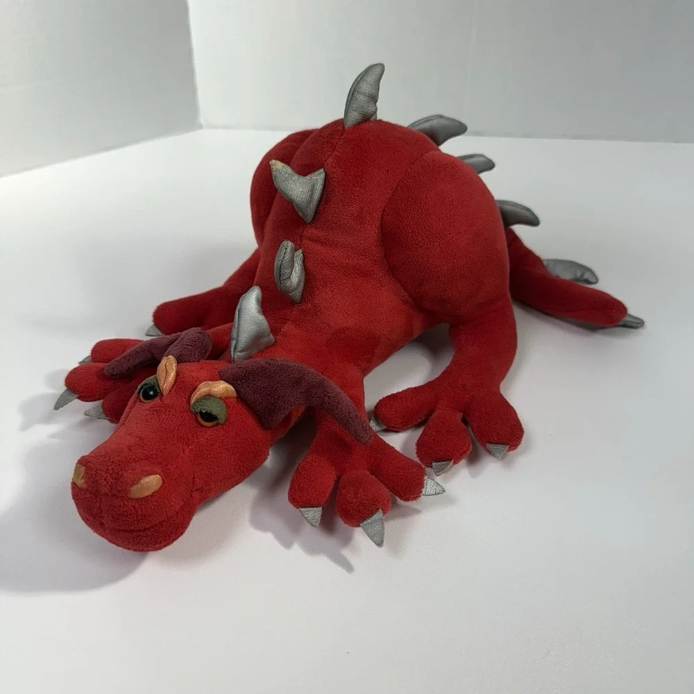 Manhattan Toy Company‎ RED & Silver CROUCHING DRAGON Plush 12